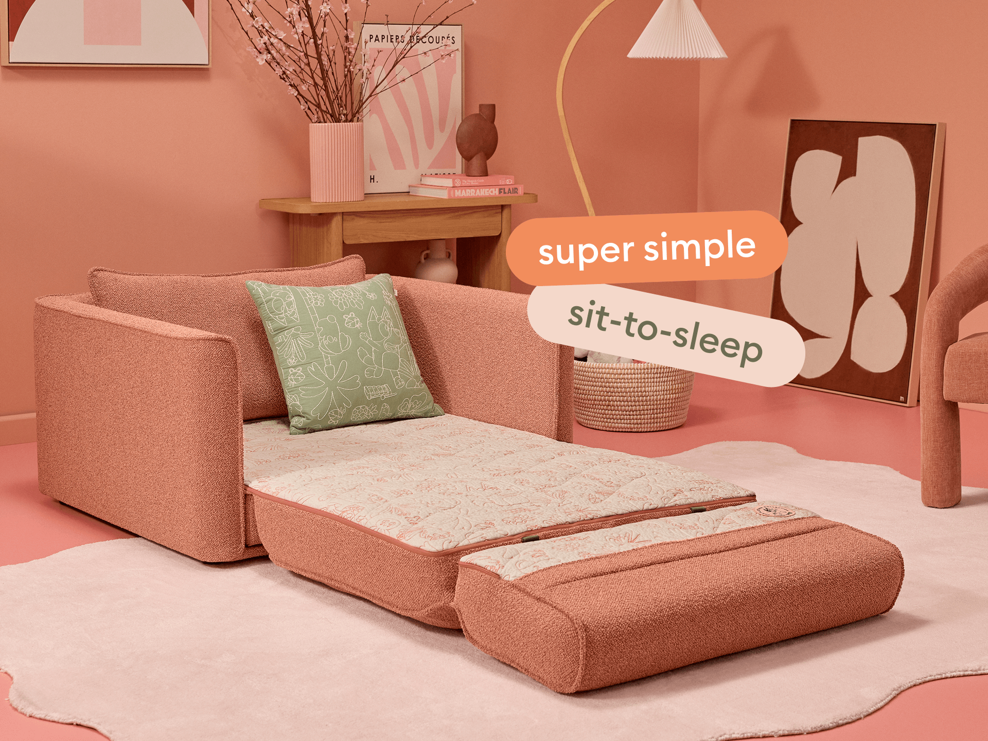 Koala x Bluey Playtime Sofa Bed - 1.5-Seater (Single) / Kookaburra