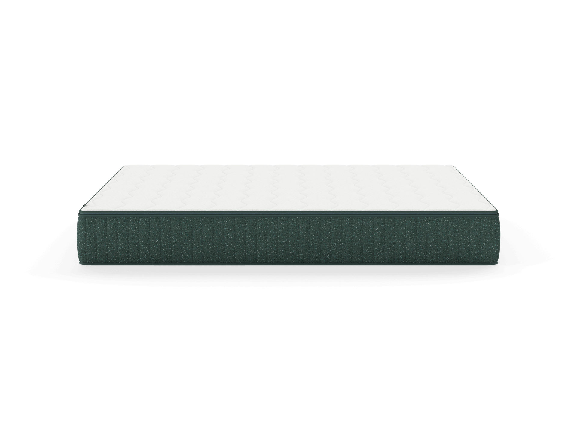 Minimalist mattress with a green fabric base and white top, displayed against a plain background. Ideal for modern bedroom decor.