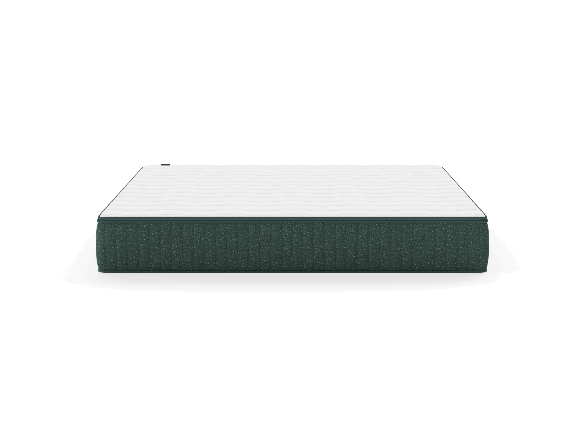 A rectangular mattress with a white top and dark grey sides, shown against a plain background.