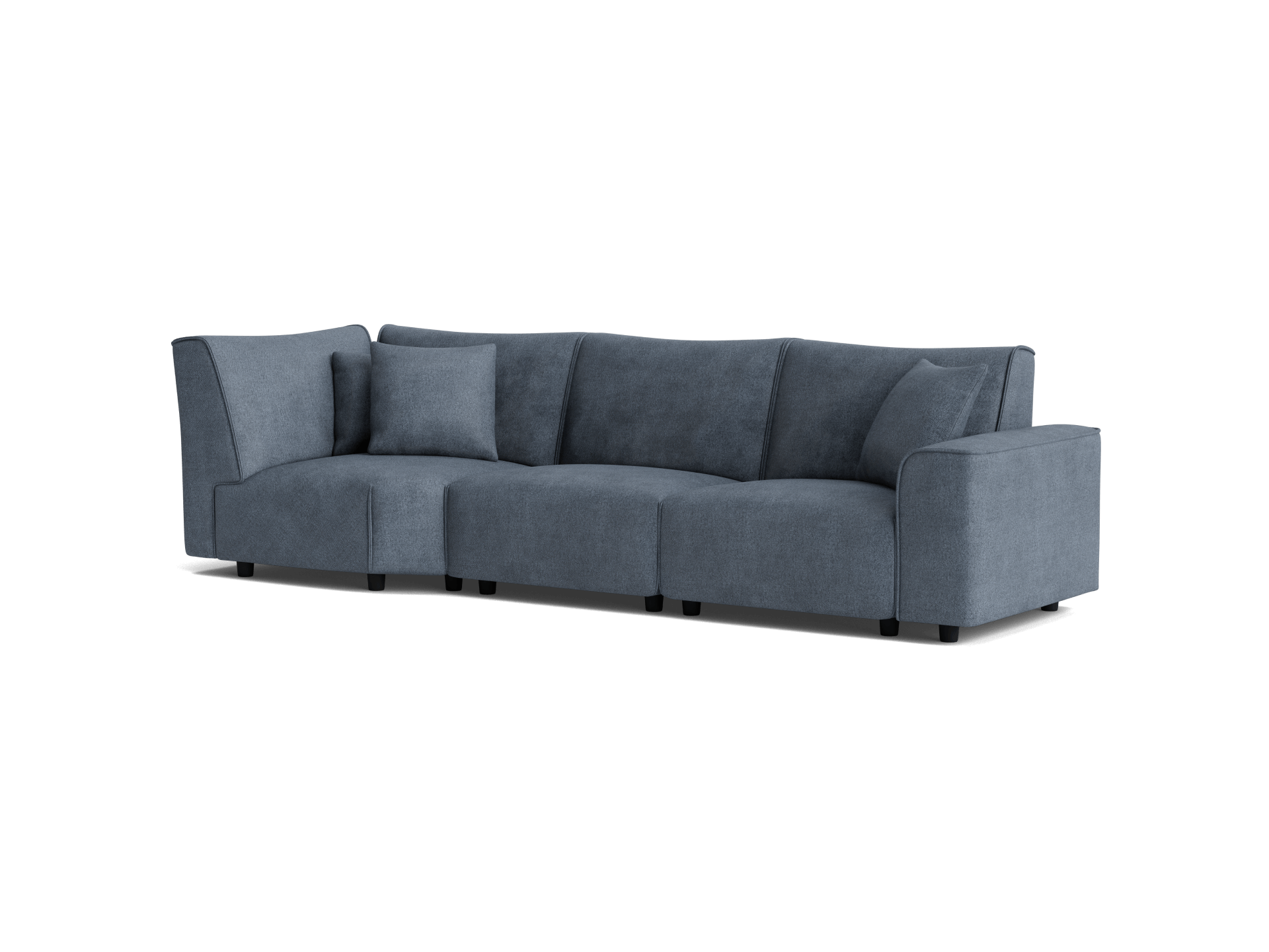 Dark grey sectional sofa with plush cushions and a left-facing chaise. Modern design with clean lines, ideal for living room comfort and style.