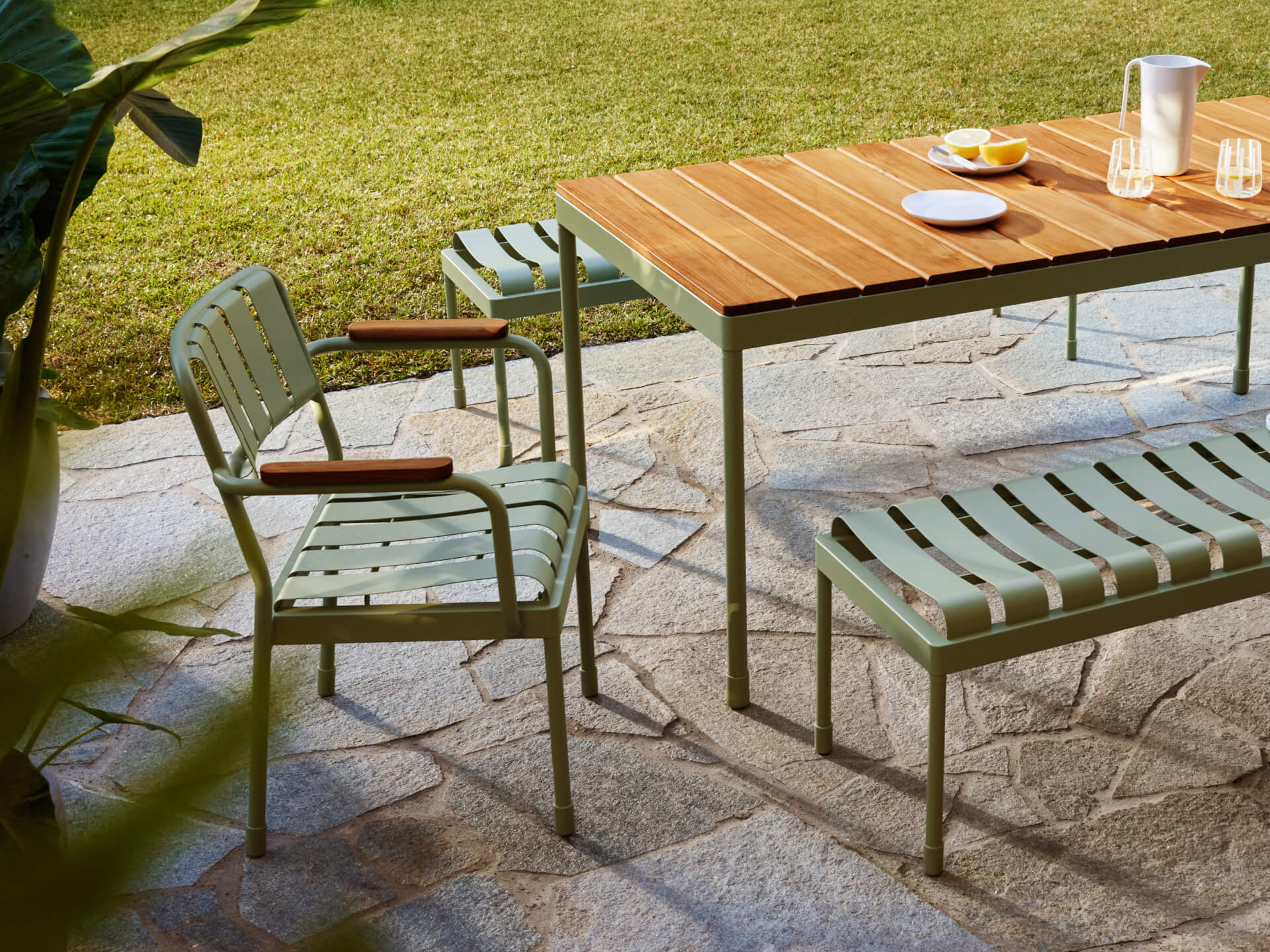 Wooden Table Outdoor Dining Plates And Glasses Hardwood Outdoor