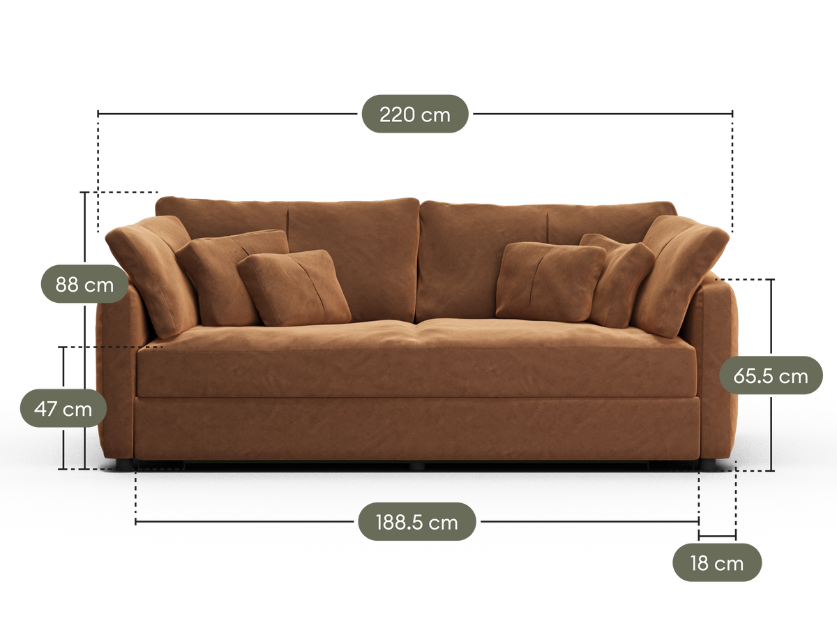 Paddo Sofa Bed - Burnt Butter (Velvet) / 3.5-Seater (King)