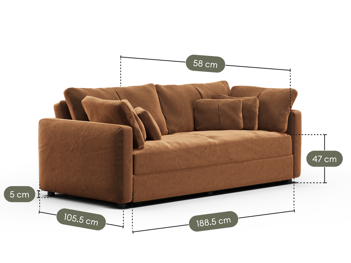 Paddo Sofa Bed - Burnt Butter (Velvet) / 3.5-Seater (King)