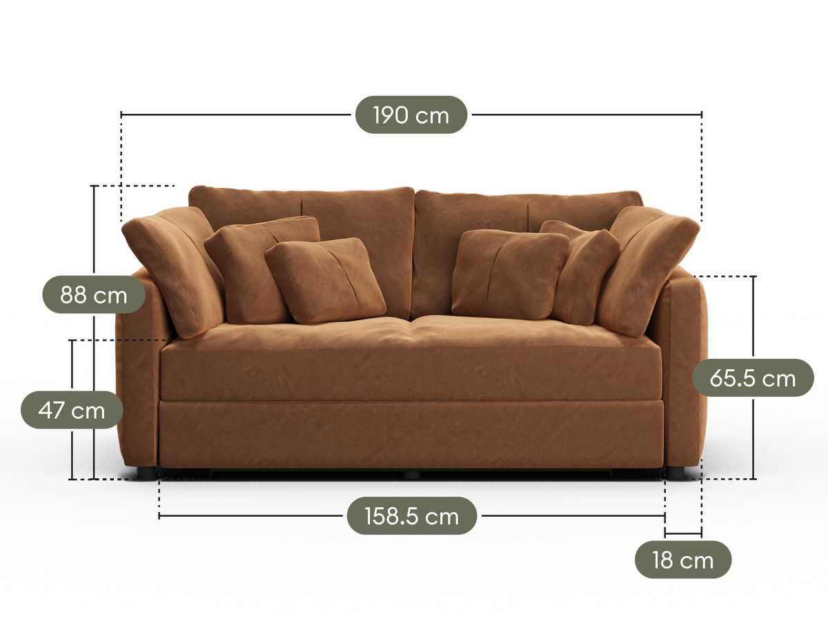 Paddo Sofa Bed - Burnt Butter (Velvet) / 3-Seater (Queen)
