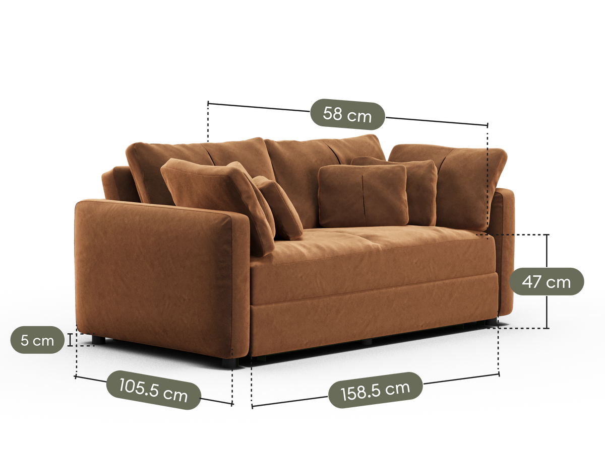Paddo Sofa Bed - Burnt Butter (Velvet) / 3-Seater (Queen)