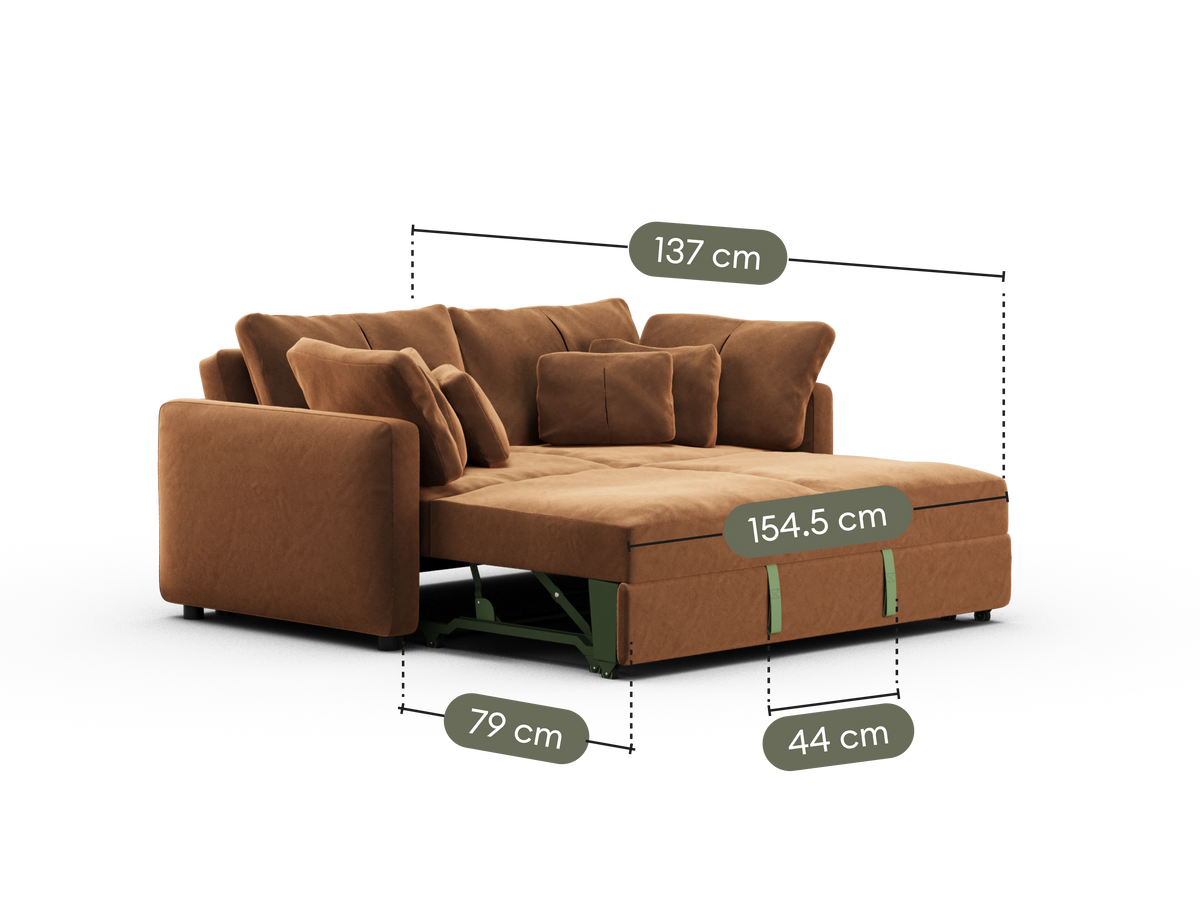 Paddo Sofa Bed - Burnt Butter (Velvet) / 3-Seater (Queen)