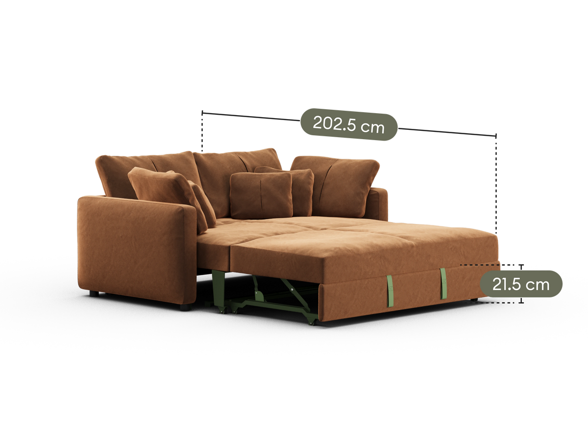 Paddo Sofa Bed - Burnt Butter (Velvet) / 3-Seater (Queen)