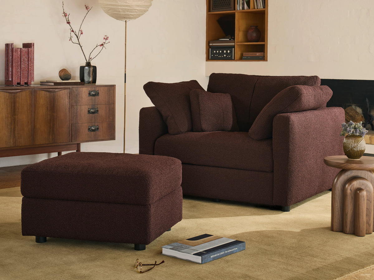 Paddo Sofa Bed Ottoman - Burnt Mulberry (Luxe edition)