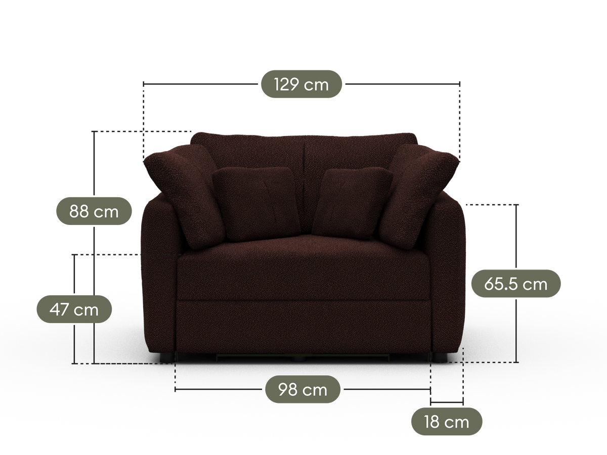 Paddo Sofa Bed - Burnt Mulberry (Luxe edition) / 1.5-Seater (Single)