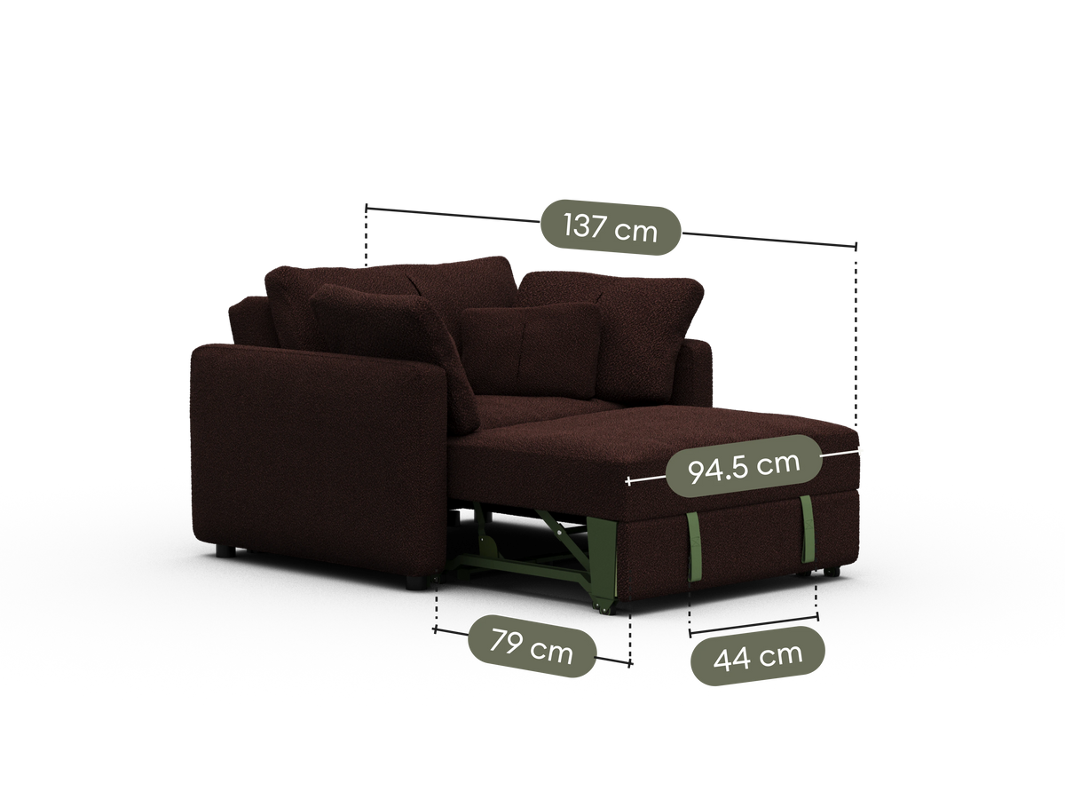 Paddo Sofa Bed - Burnt Mulberry (Luxe edition) / 1.5-Seater (Single)