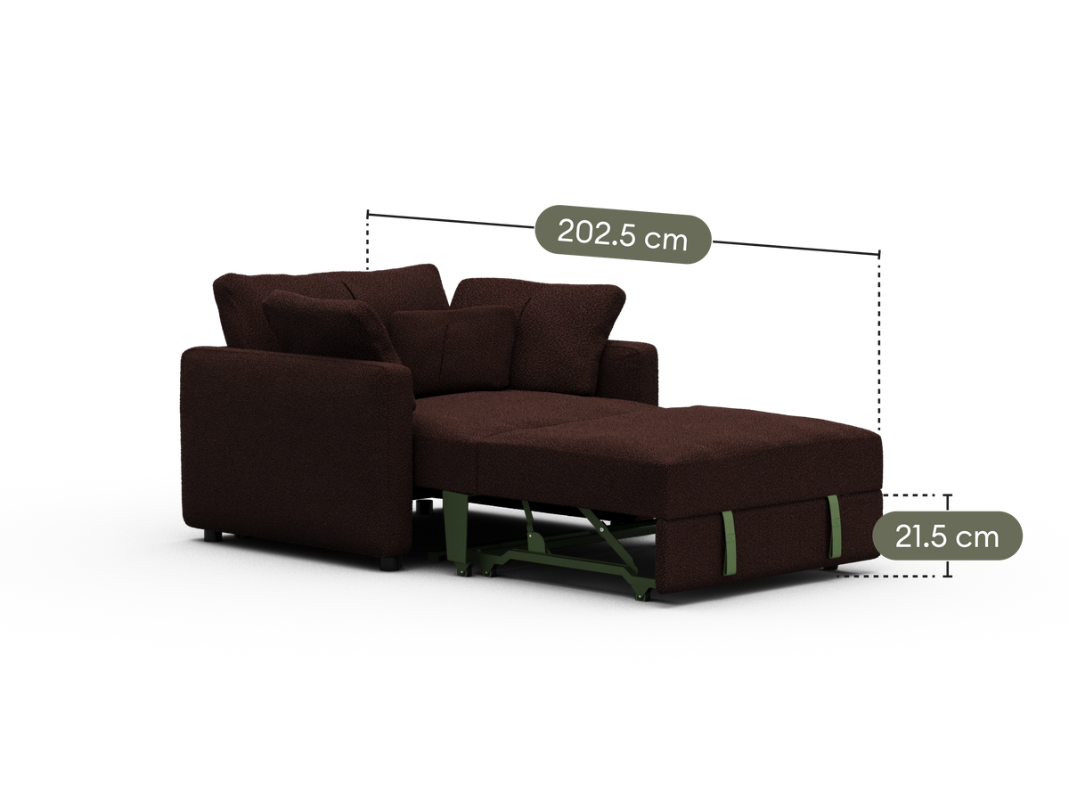 Paddo Sofa Bed - Burnt Mulberry (Luxe edition) / 1.5-Seater (Single)
