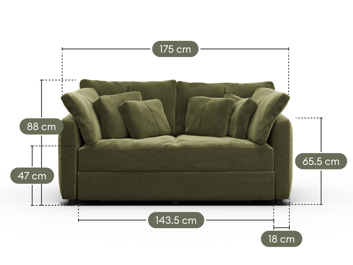 Paddo Sofa Bed - Velvet Moss (Velvet) / 2.5-Seater (Double)