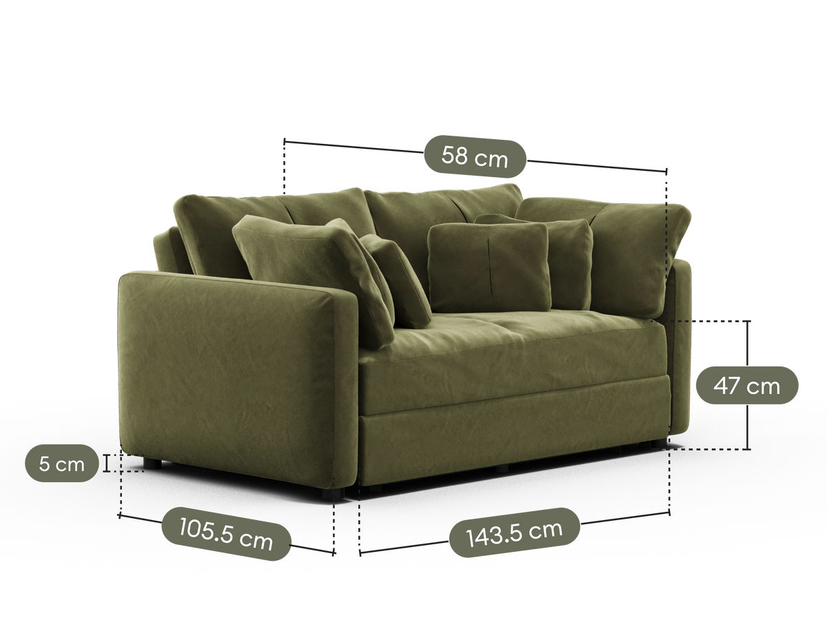 Paddo Sofa Bed - Velvet Moss (Velvet) / 2.5-Seater (Double)