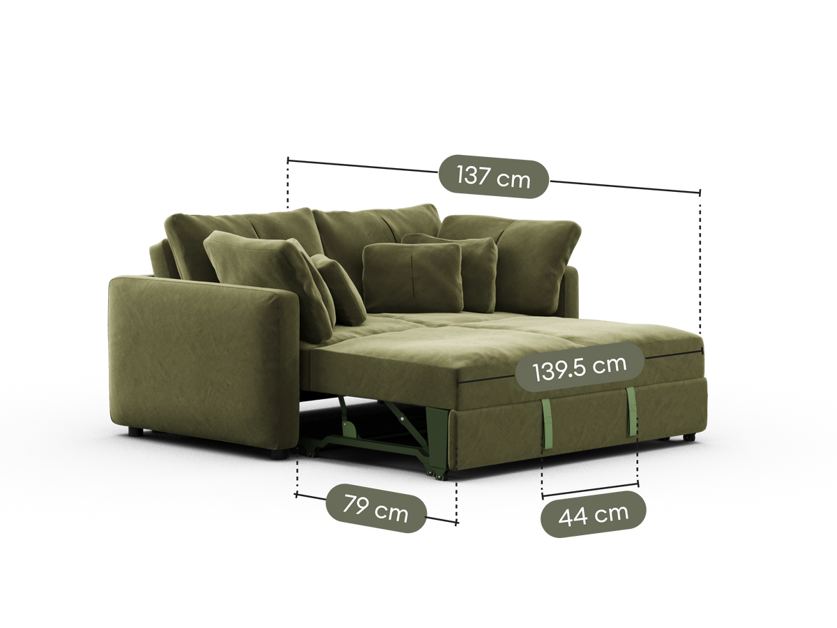 Paddo Sofa Bed - Velvet Moss (Velvet) / 2.5-Seater (Double)