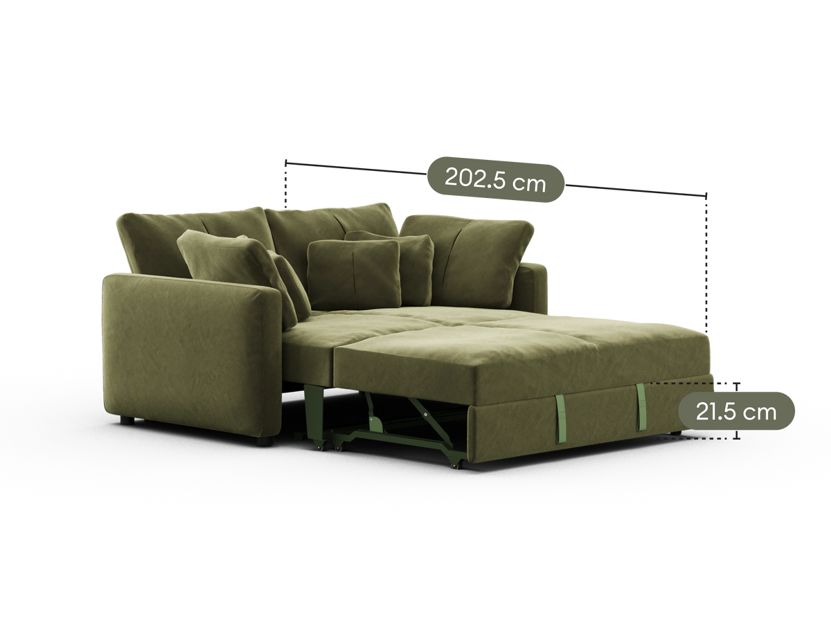 Paddo Sofa Bed - Velvet Moss (Velvet) / 2.5-Seater (Double)