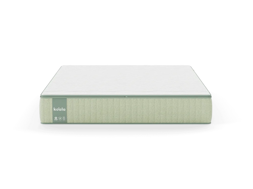 Light green mattress with white top, rectangular shape, branded tag on side. Ideal for bedroom furniture, bedding comfort.