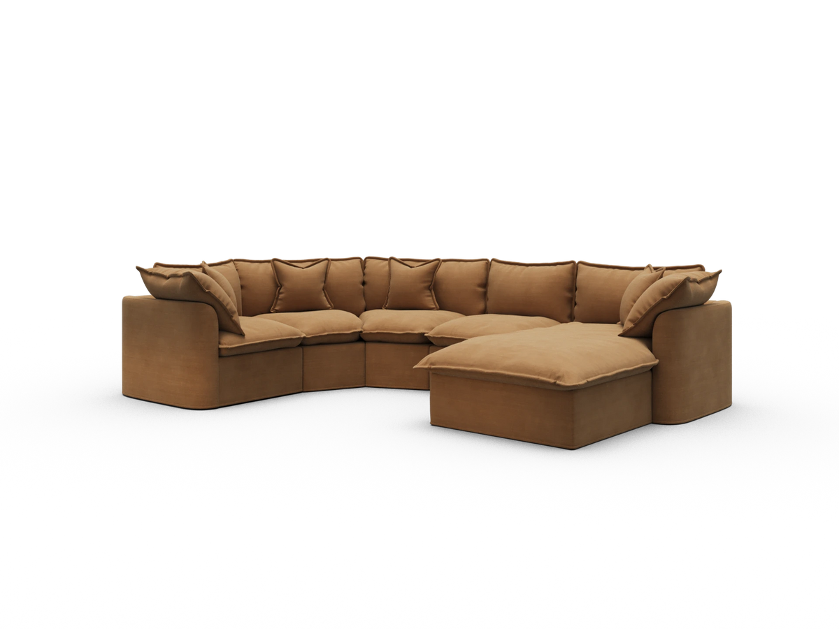 Tamarama Modular Sofa - 5 Sections with Chaise / Regular / Bronzed Aussie