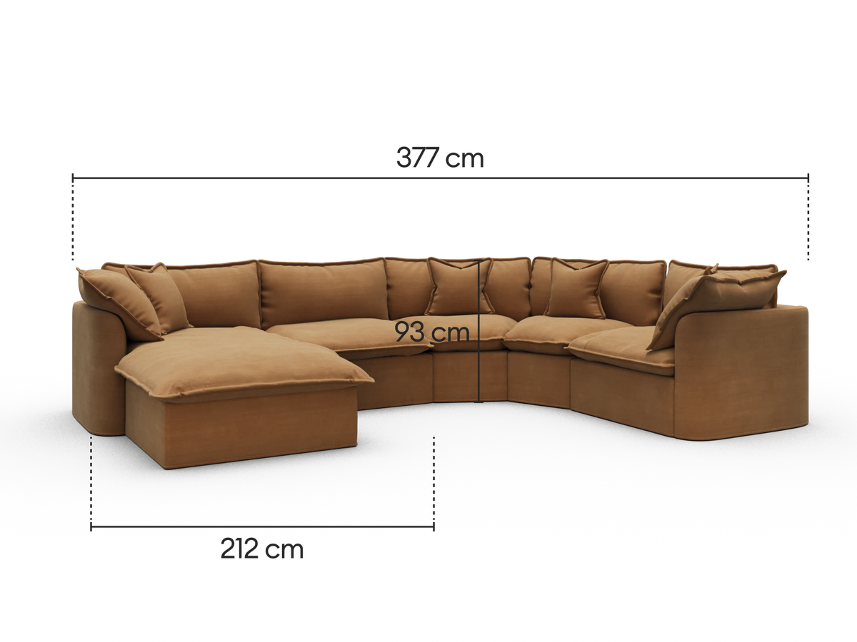 Tamarama Modular Sofa - 5 Sections with Chaise / Extra Wide / Bronzed Aussie