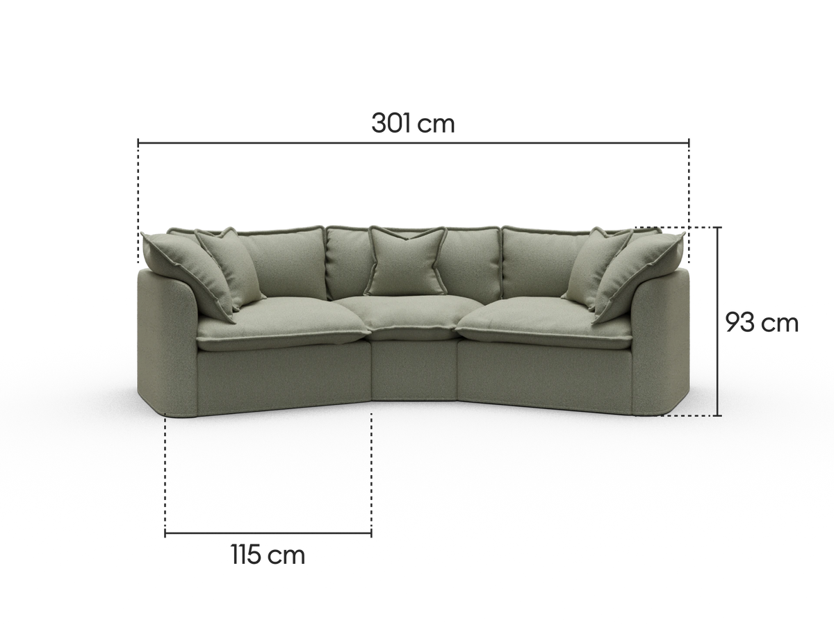 Tamarama Modular Sofa - 3 Sections / Extra Wide / Frosty Grass (Luxe)