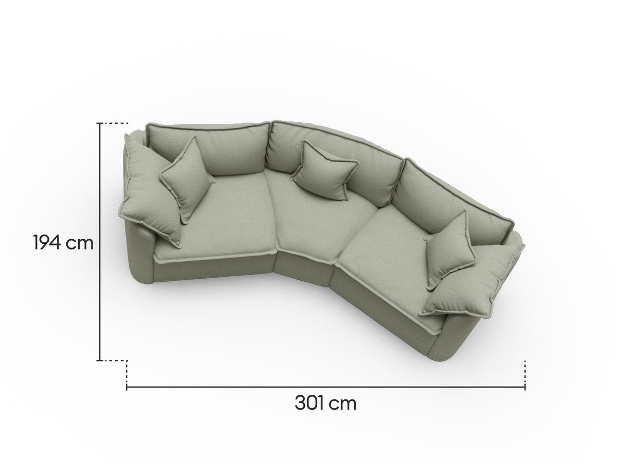 Tamarama Modular Sofa - 3 Sections / Extra Wide / Frosty Grass (Luxe)