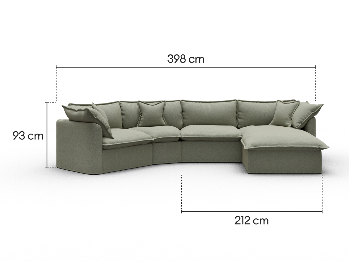 Tamarama Modular Sofa - 4 Sections / Extra Wide / Frosty Grass (Luxe)