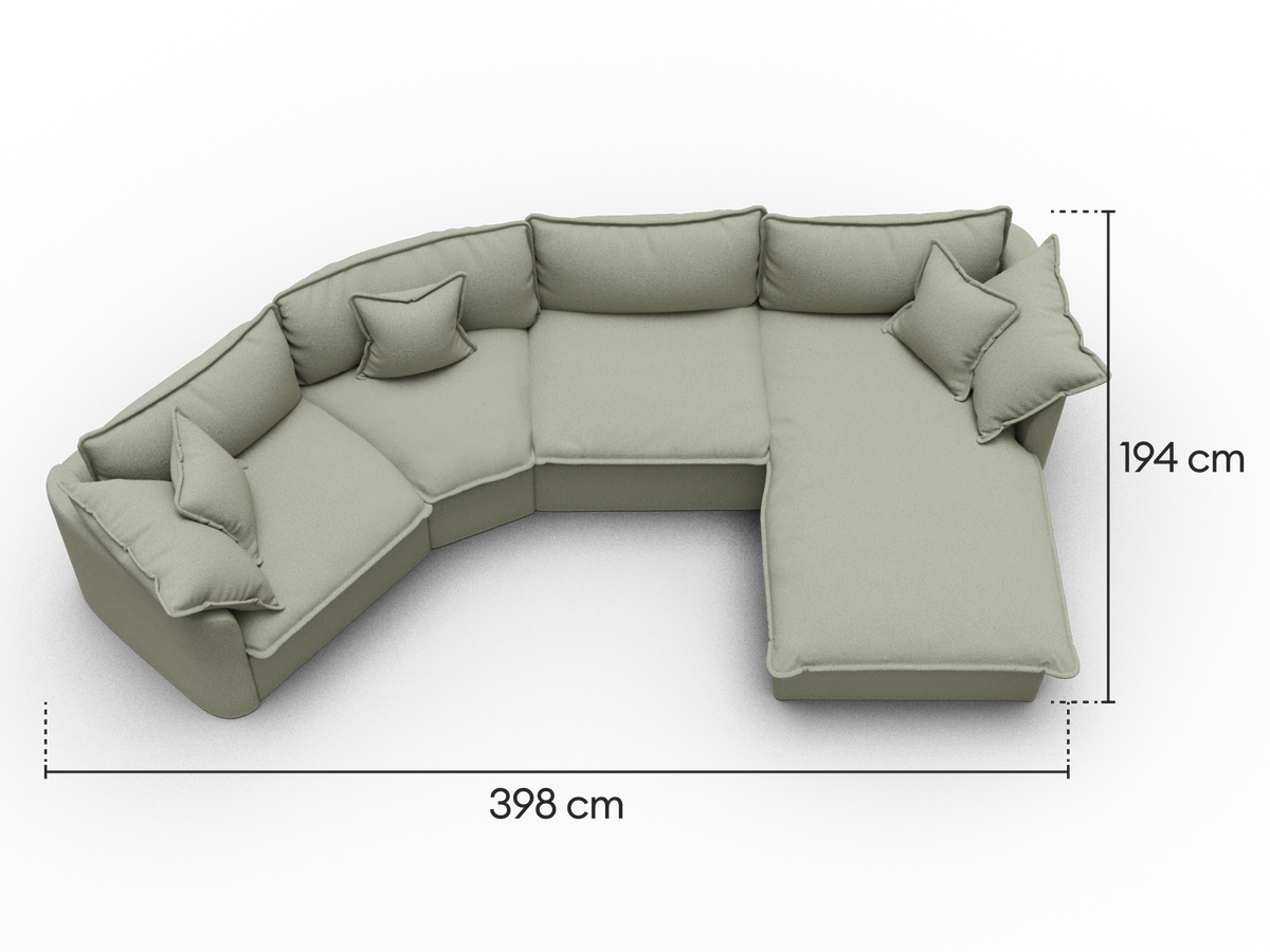 Tamarama Modular Sofa - 4 Sections / Extra Wide / Frosty Grass (Luxe)