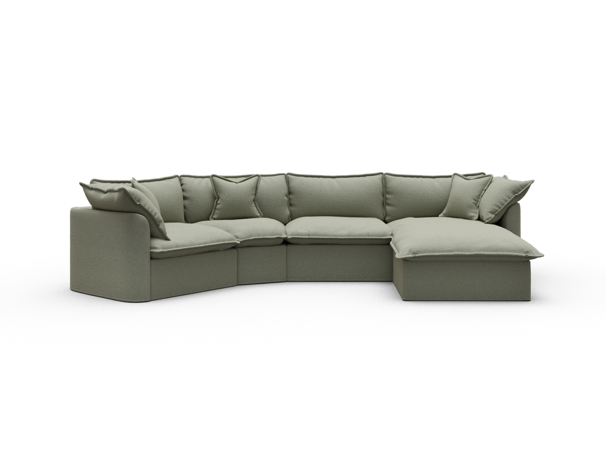 Tamarama Modular Sofa - 4 Sections / Extra Wide / Frosty Grass (Luxe)