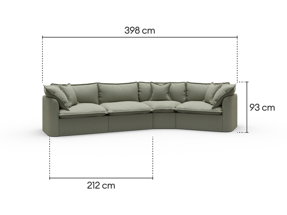 Tamarama Modular Sofa - 4 Sections / Extra Wide / Frosty Grass (Luxe)
