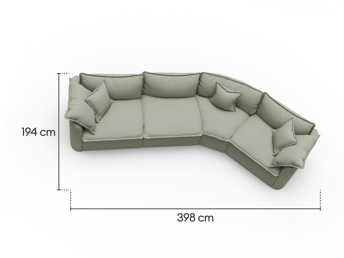Tamarama Modular Sofa - 4 Sections / Extra Wide / Frosty Grass (Luxe)