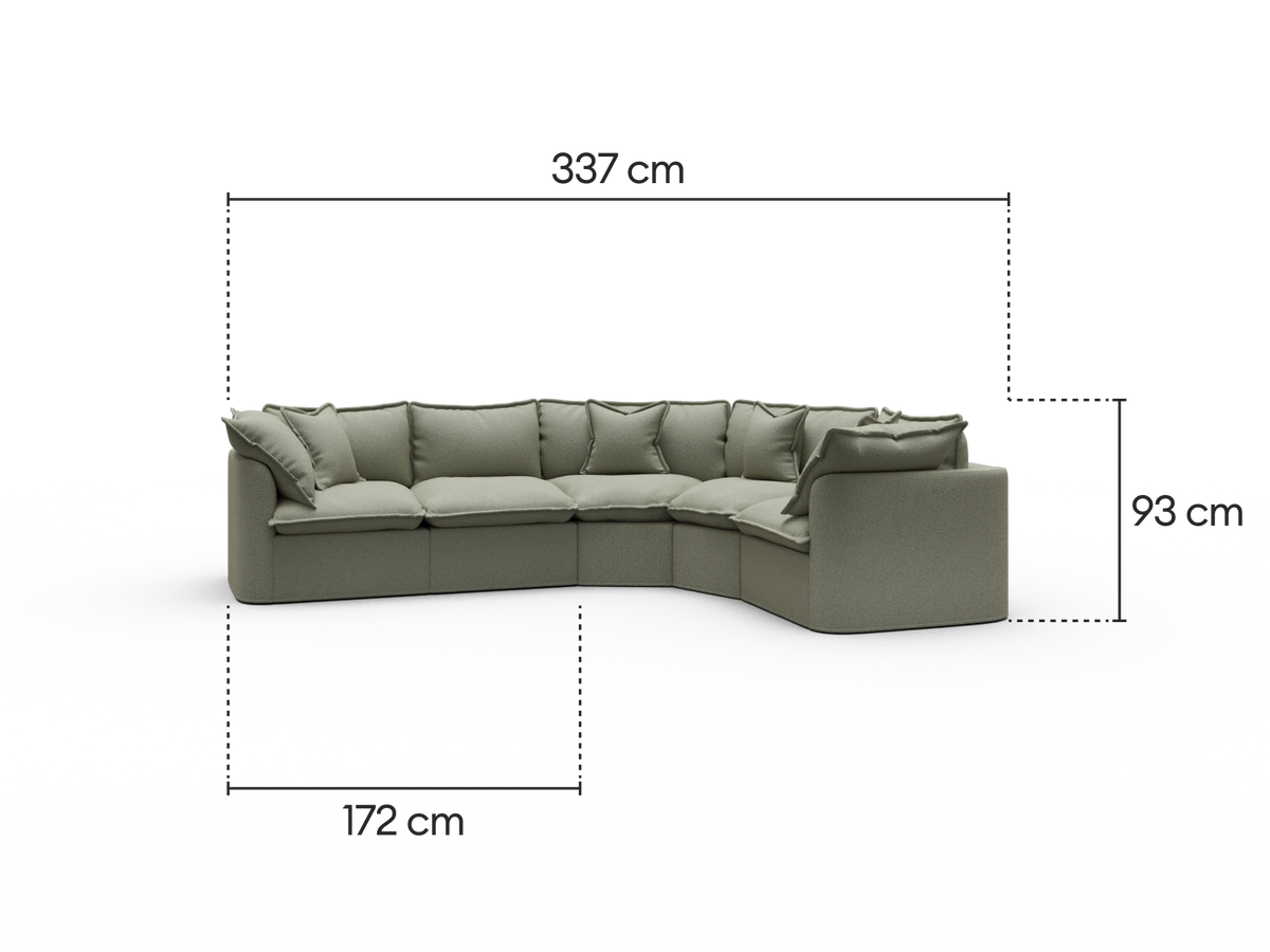 Tamarama Modular Sofa - 5 Sections / Regular / Frosty Grass (Luxe)