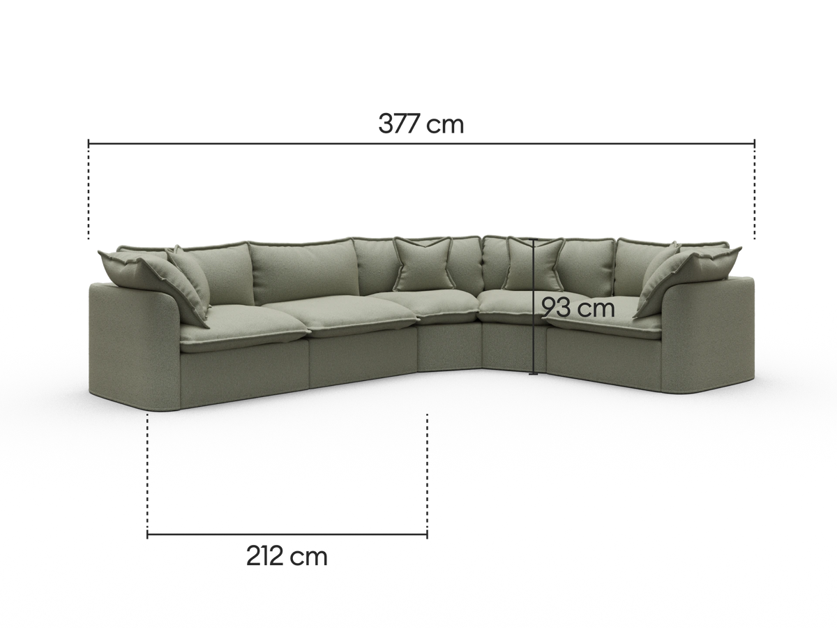 Tamarama Modular Sofa - 5 Sections / Extra Wide / Frosty Grass (Luxe)