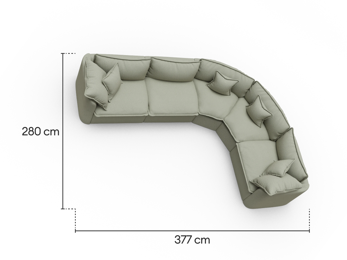 Tamarama Modular Sofa - 5 Sections / Extra Wide / Frosty Grass (Luxe)