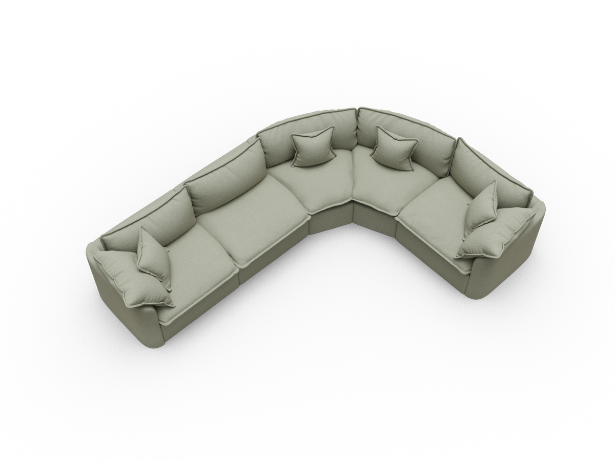 Tamarama Modular Sofa - 5 Sections / Extra Wide / Frosty Grass (Luxe)