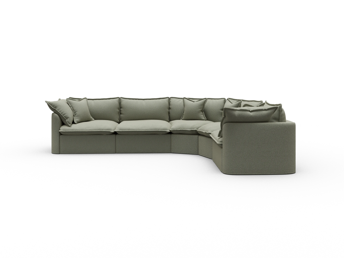 Tamarama Modular Sofa - 5 Sections / Extra Wide / Frosty Grass (Luxe)