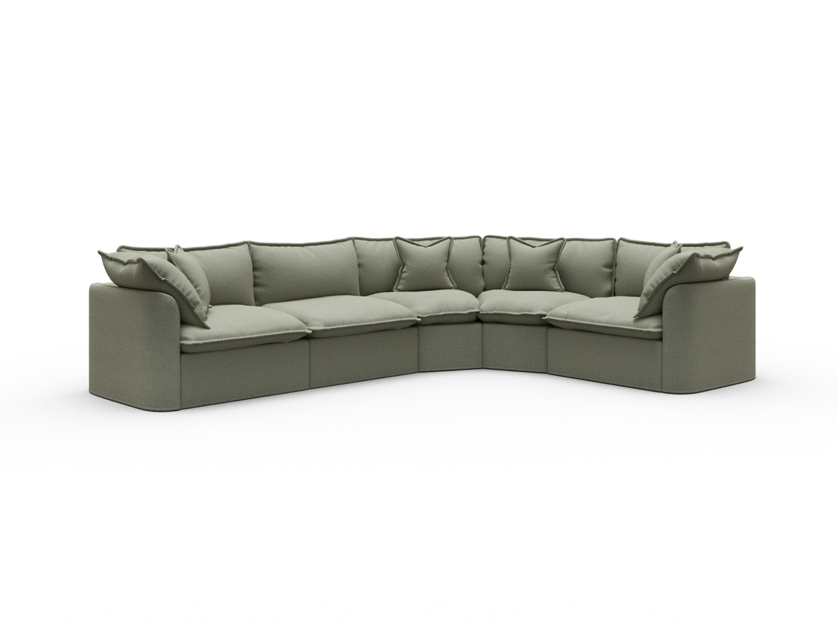 Tamarama Modular Sofa - 5 Sections / Extra Wide / Frosty Grass (Luxe)