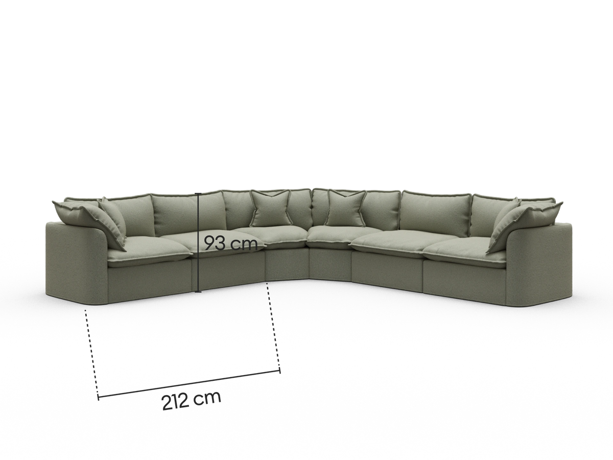 Tamarama Modular Sofa - 6 Sections / Extra Wide / Frosty Grass (Luxe)