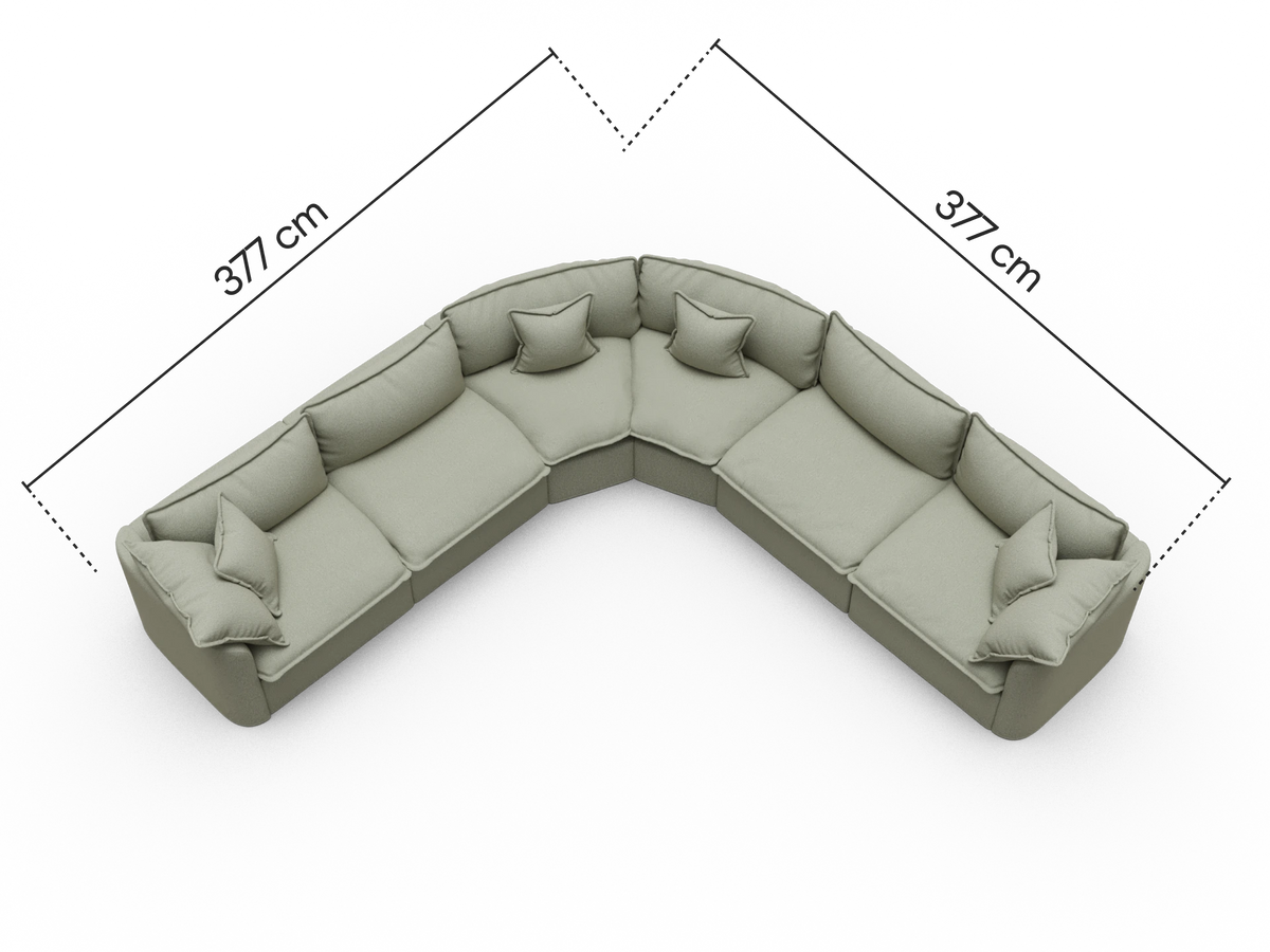 Tamarama Modular Sofa - 6 Sections / Extra Wide / Frosty Grass (Luxe)