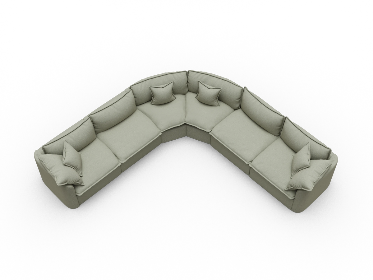Tamarama Modular Sofa - 6 Sections / Extra Wide / Frosty Grass (Luxe)