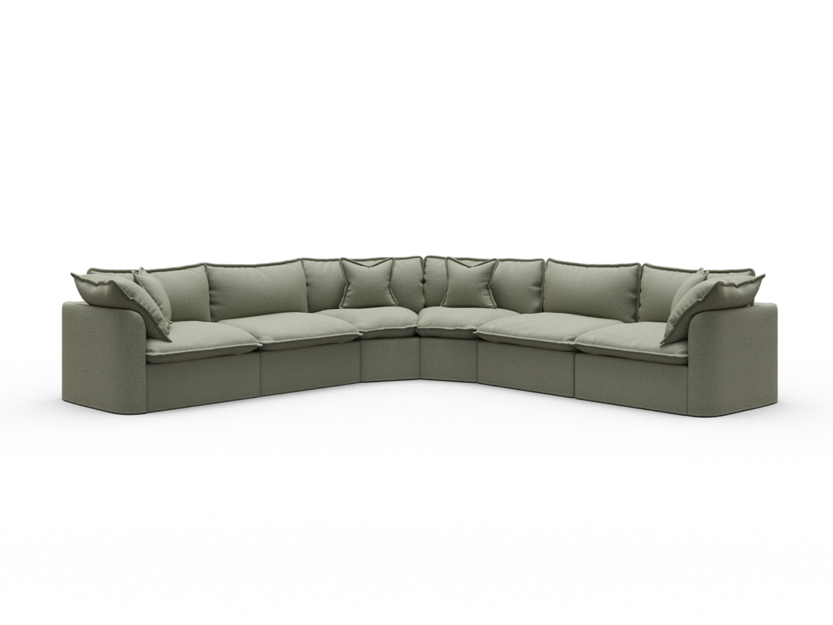 Tamarama Modular Sofa - 6 Sections / Extra Wide / Frosty Grass (Luxe)