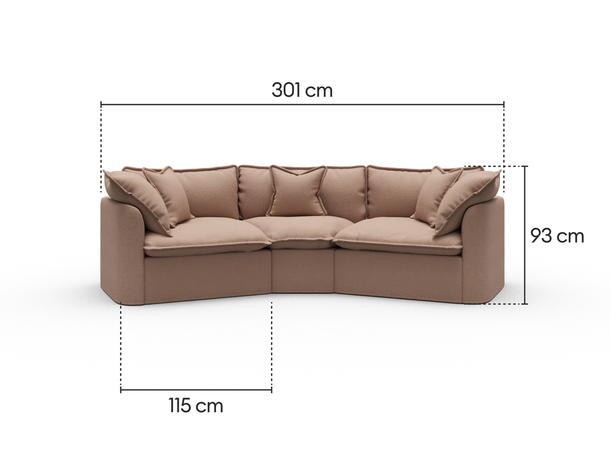 Tamarama Modular Sofa - 3 Sections / Extra Wide / Pebble Beach (Luxe)