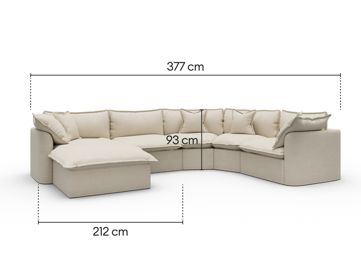Tamarama Modular Sofa - 5 Sections with Chaise / Extra Wide / Winter Cream