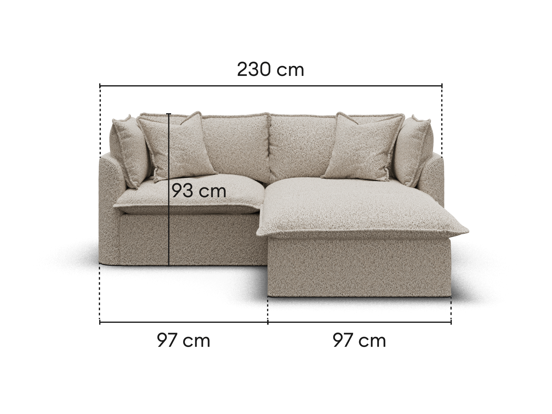 Tamarama Modular Sofa - 2 Sections / Extra Wide / Aussie Latte (Luxe)