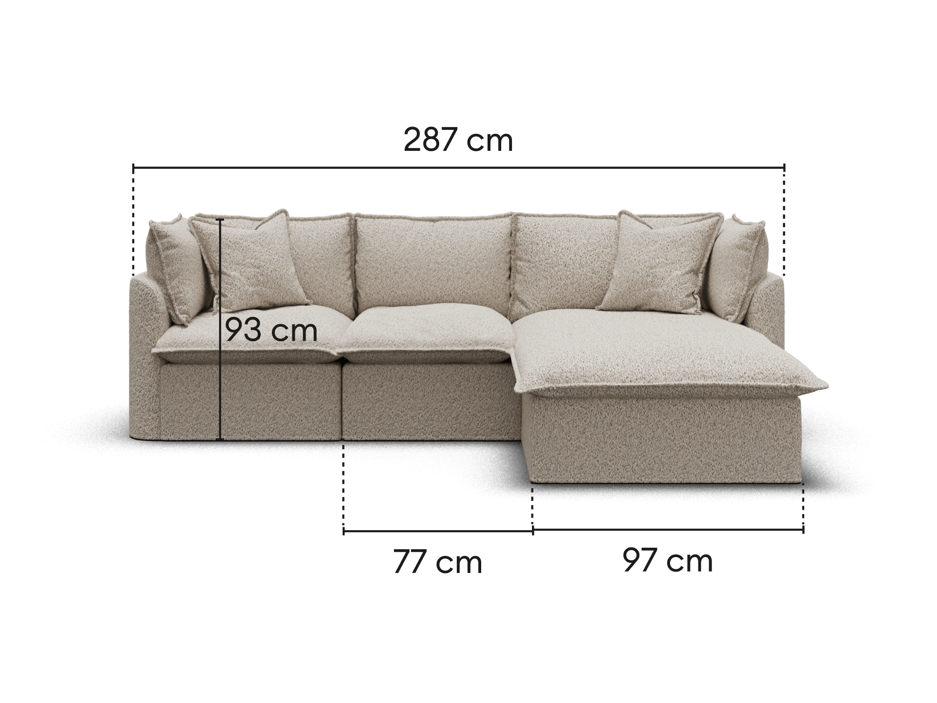Tamarama Modular Sofa - Regular / 3 Sections / Aussie Latte (Luxe)