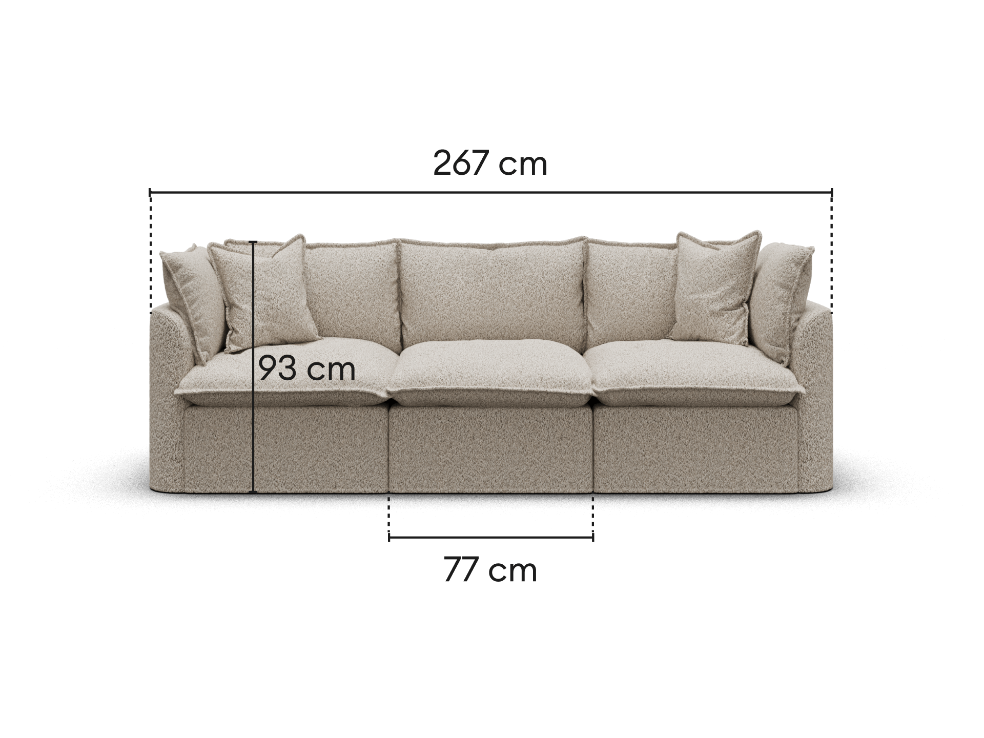 Tamarama Modular Sofa - 3 Sections / Regular / Aussie Latte (Luxe)