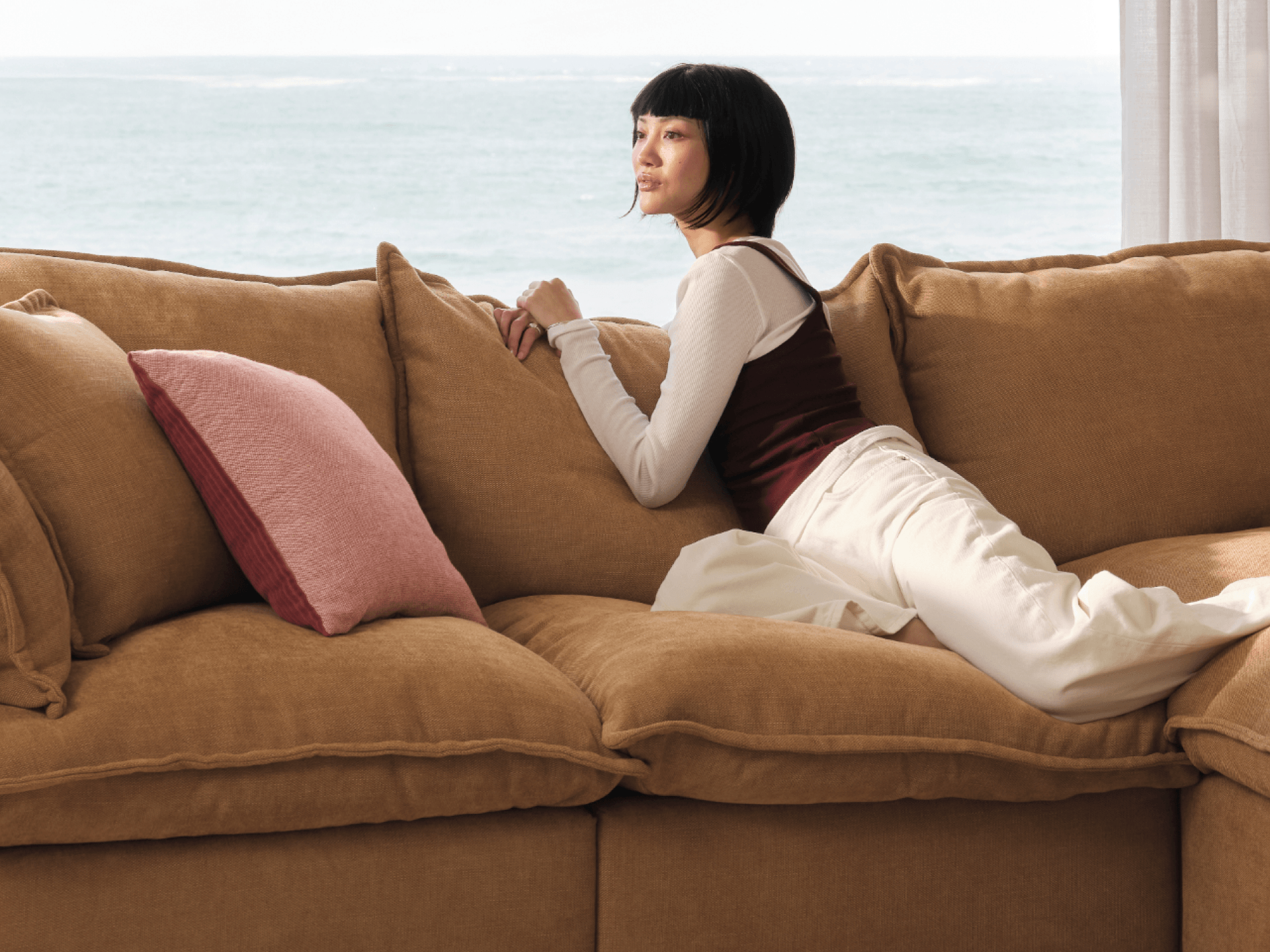 Tamarama Modular Sofa - Regular / 4 Sections with 2 Chaises / Bronzed Aussie