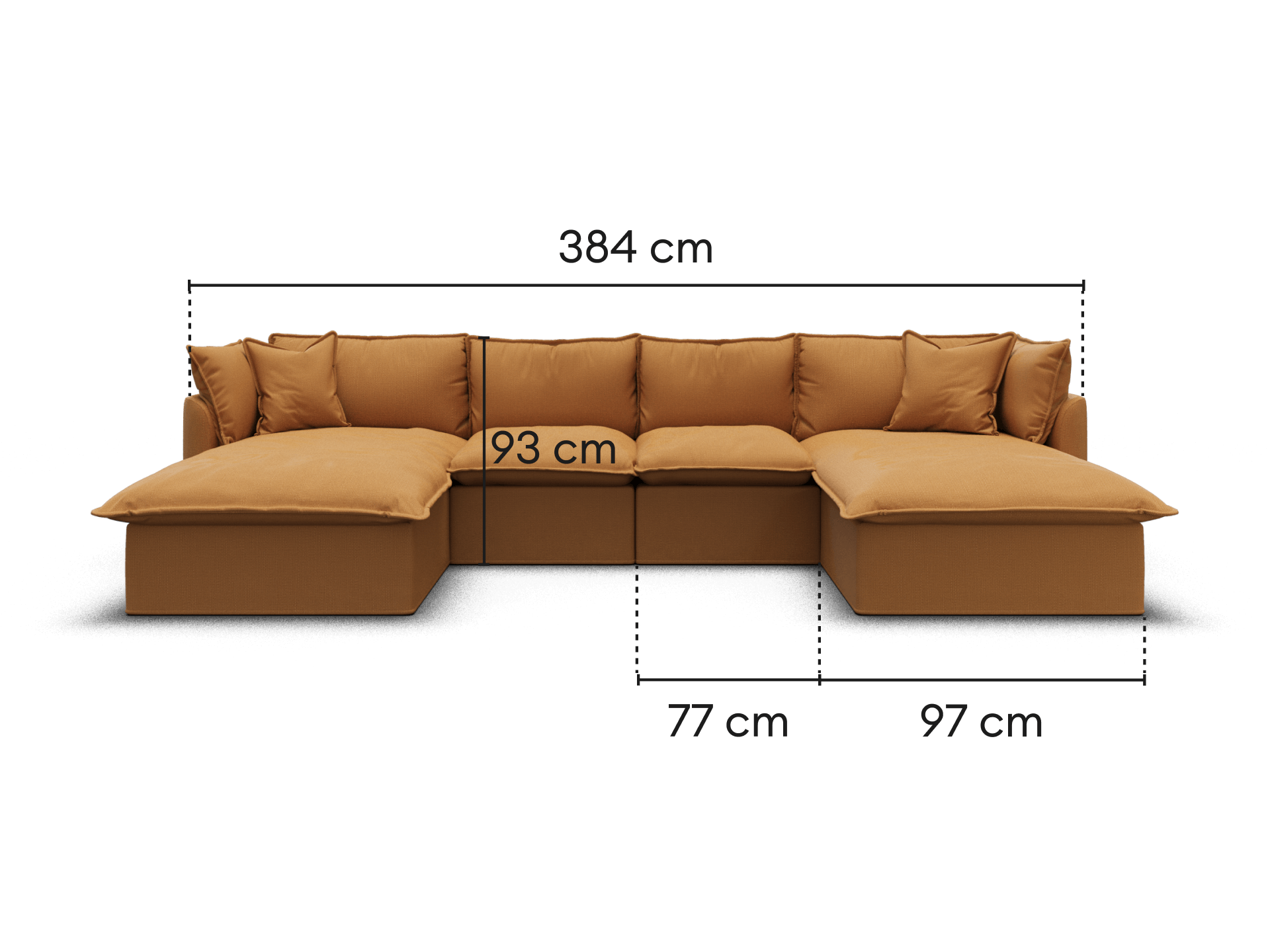 Tamarama Modular Sofa - Regular / 4 Sections with 2 Chaises / Bronzed Aussie