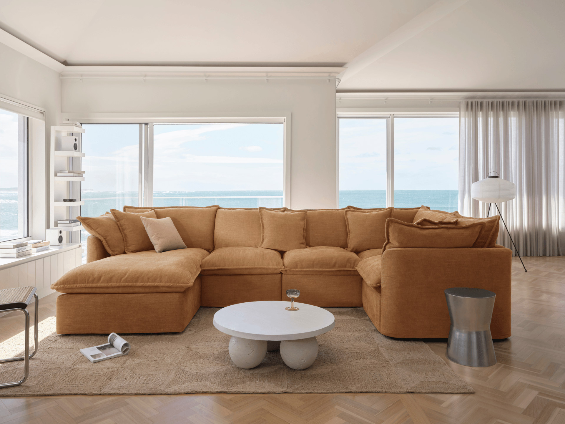 Tamarama Modular Sofa - Regular / 5 Sections with Chaise / Bronzed Aussie
