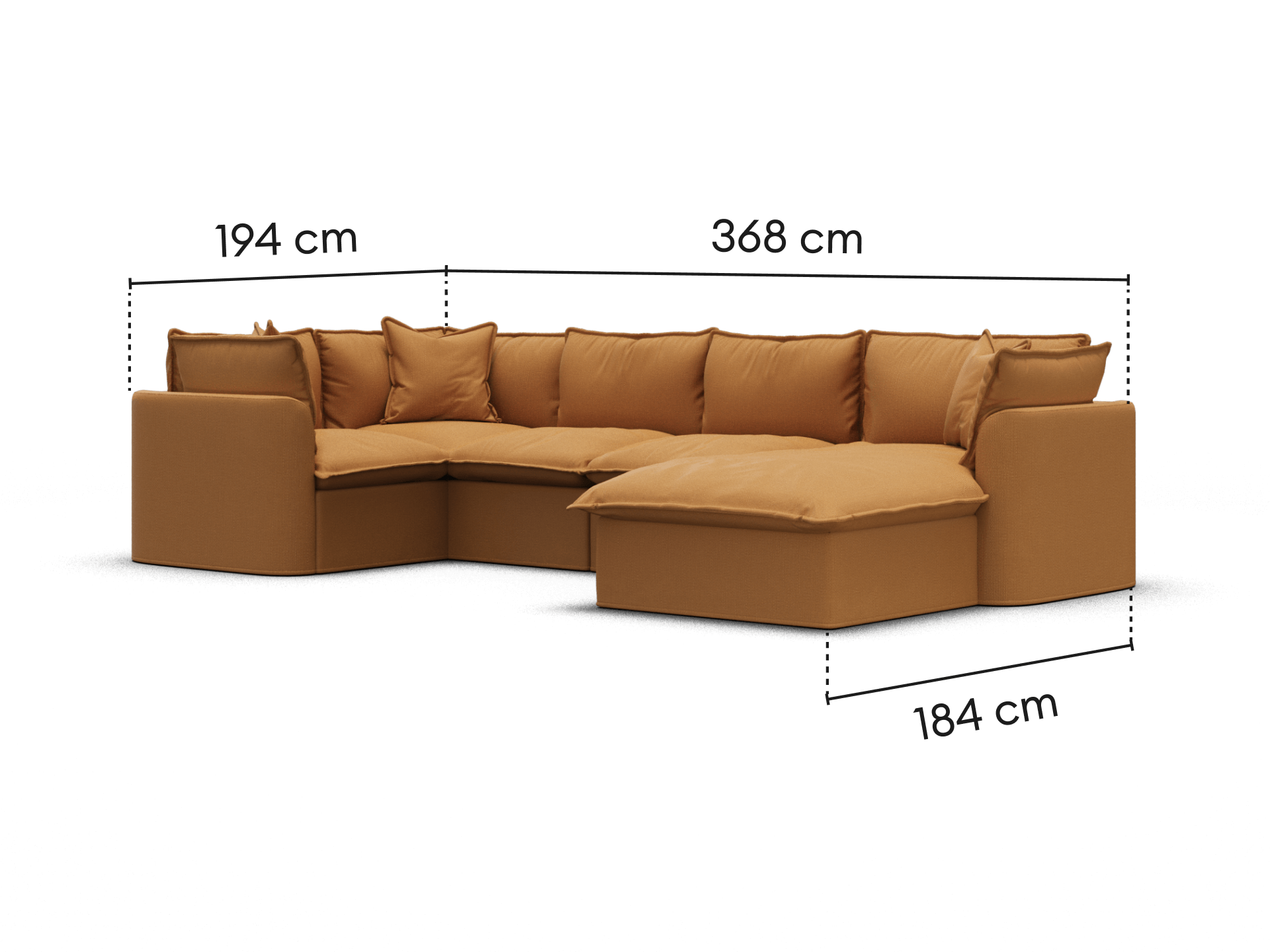 Tamarama Modular Sofa - Regular / 5 Sections with Chaise / Bronzed Aussie