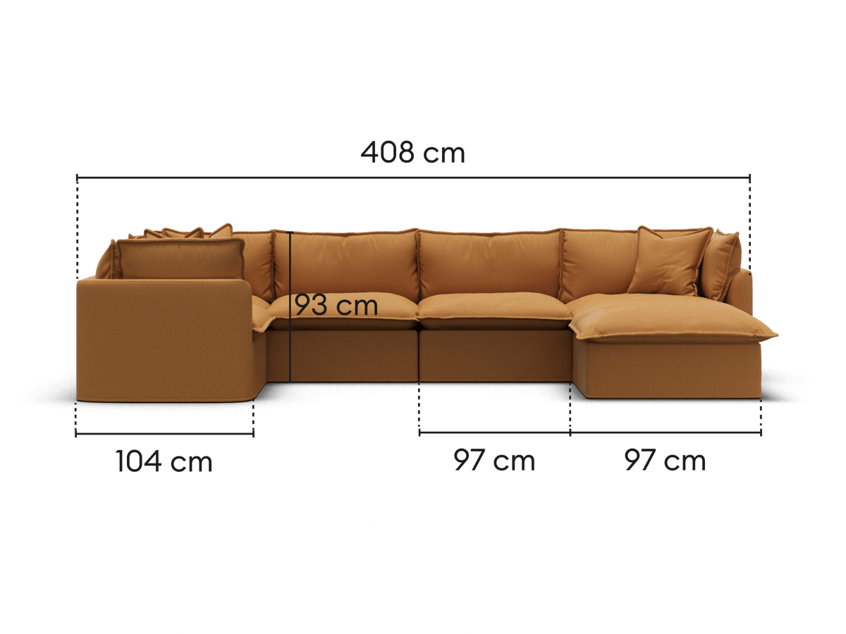 Tamarama Modular Sofa - 5 Sections with Chaise / Extra Wide / Bronzed Aussie