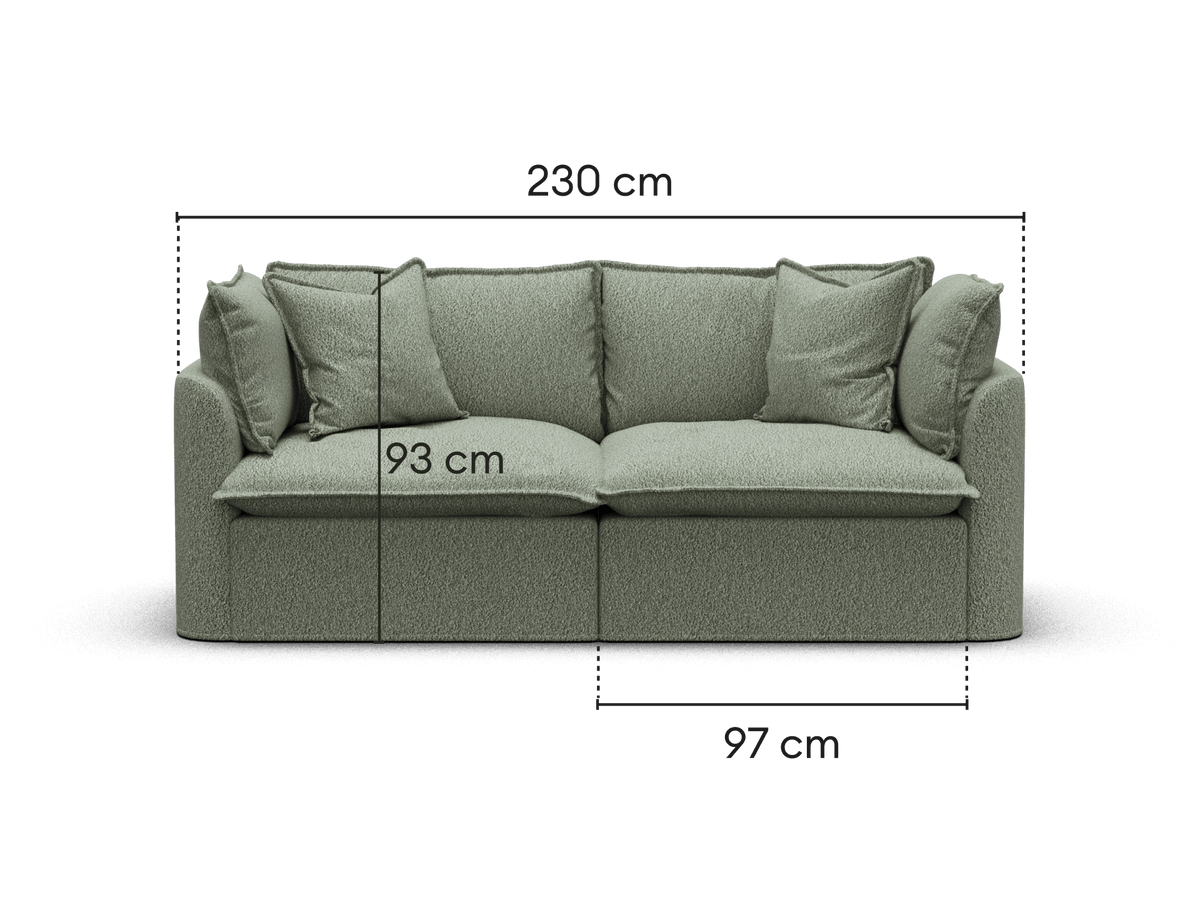 Tamarama Modular Sofa - 2 Sections / Extra Wide / Frosty Grass (Luxe)